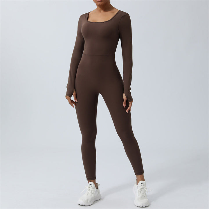 Combinaison dos nu à manches longues pour femmes Buddha Stones Sports Fitness Yoga Body - Brun - US8-10，UK/AU12-14，EU40-42 (XL)  - image 17