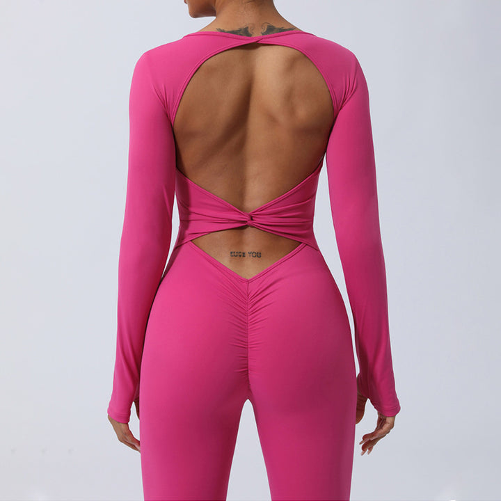 Combinaison dos nu à manches longues pour femmes Buddha Stones Sports Fitness Yoga Body - image 2