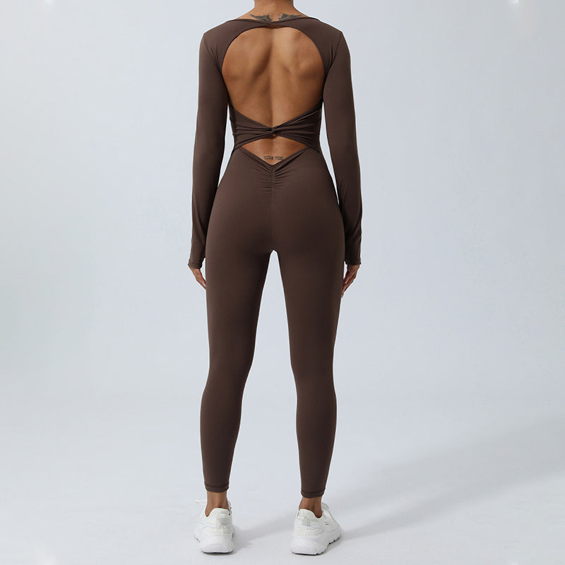 Combinaison dos nu à manches longues pour femmes Buddha Stones Sports Fitness Yoga Body - image 20