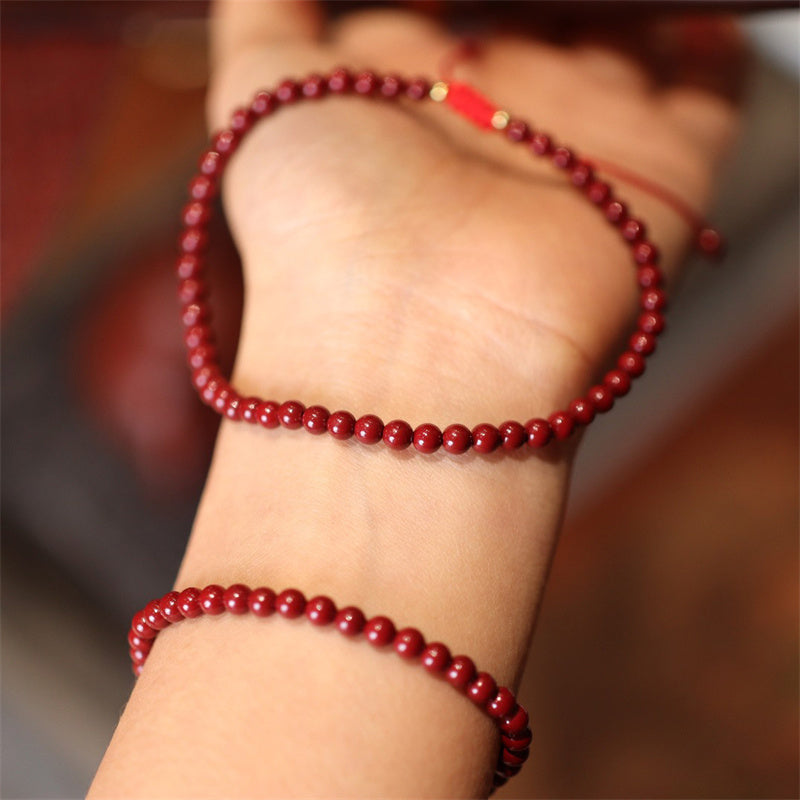 Bracelet de cheville tressé en fil rouge avec bénédiction en cinabre naturel et Buddha Stones