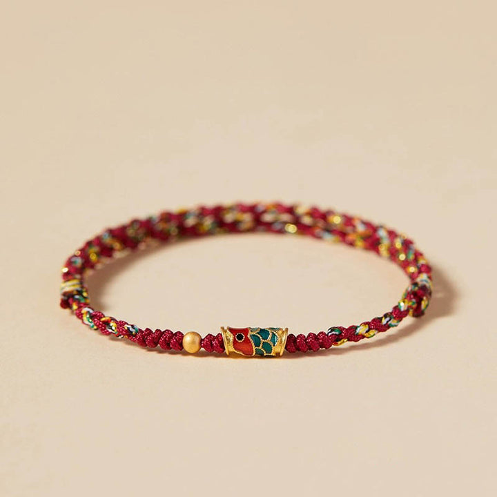 Bracelet en corde tressée fait main en forme de poisson koï de Buddha Stones