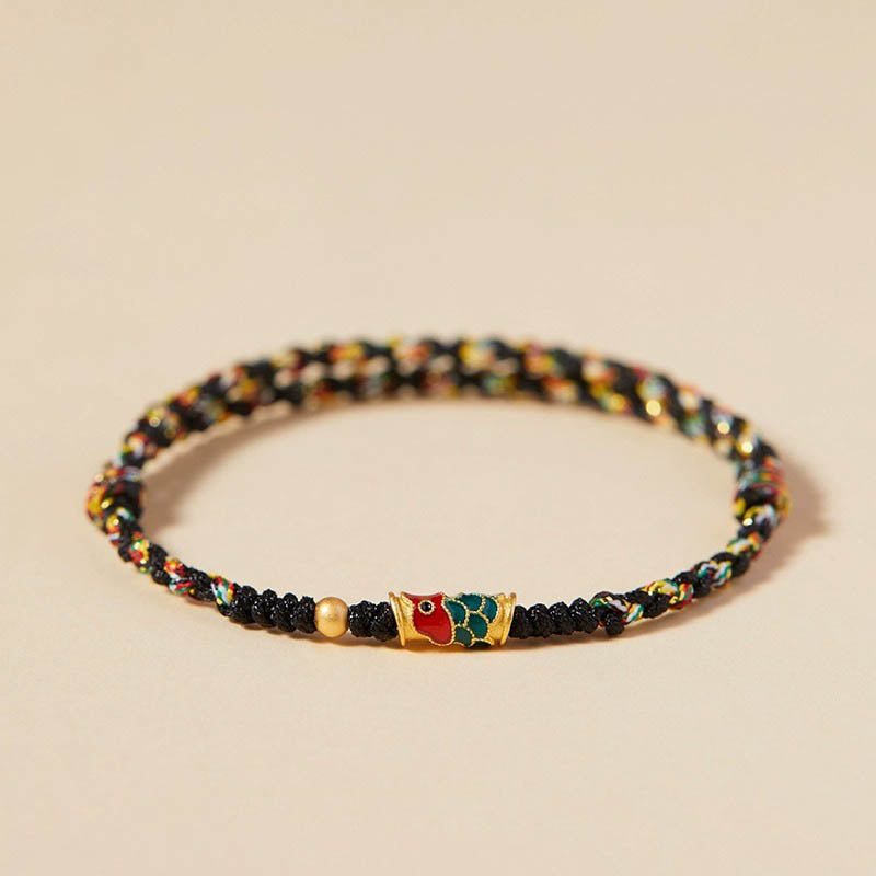 Bracelet en corde tressée fait main en forme de poisson koï de Buddha Stones