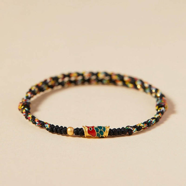 Bracelet en corde tressée fait main en forme de poisson koï de Buddha Stones