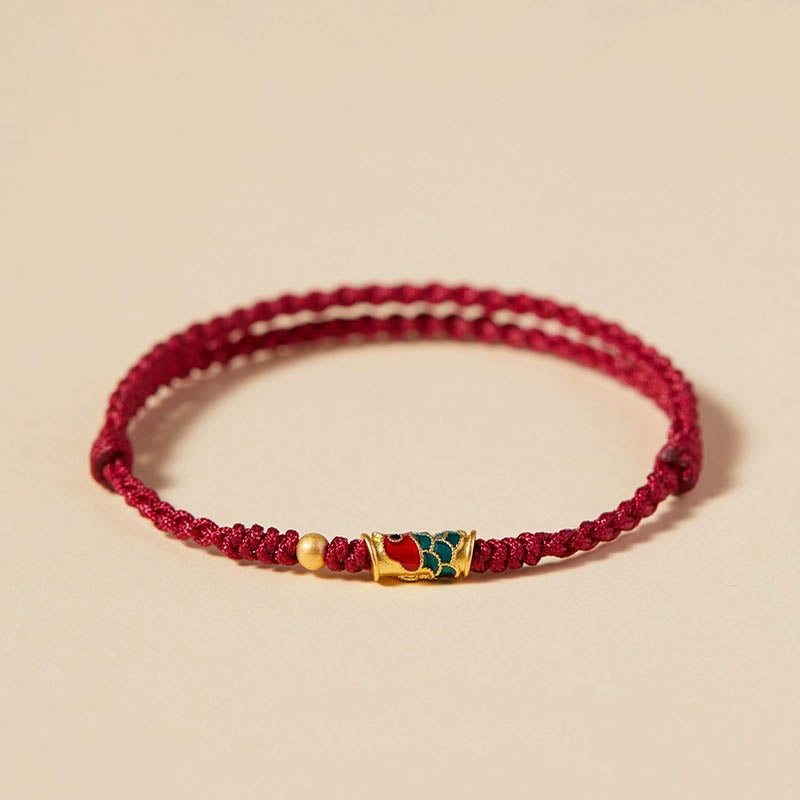 Bracelet en corde tressée fait main en forme de poisson koï de Buddha Stones