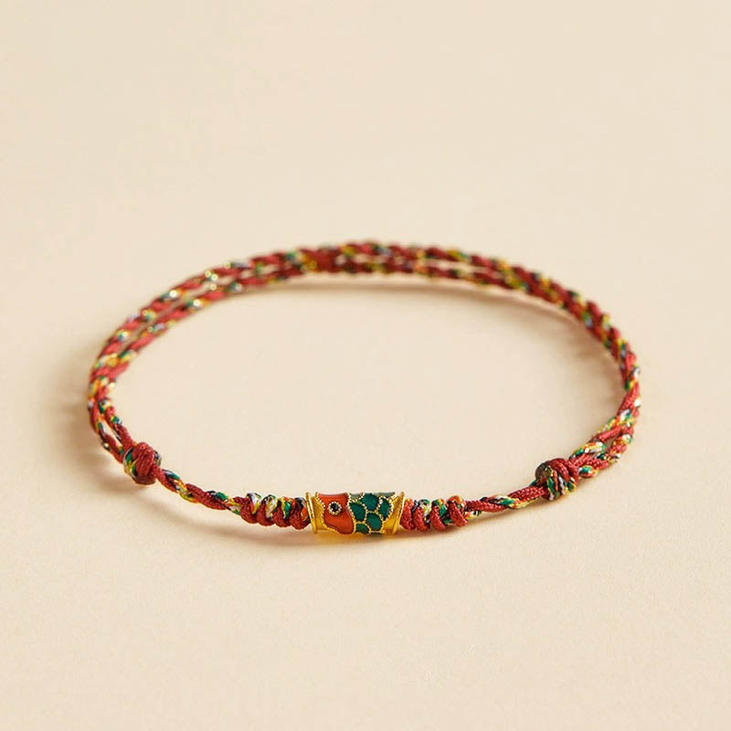 Bracelet en corde tressée fait main en forme de poisson koï de Buddha Stones