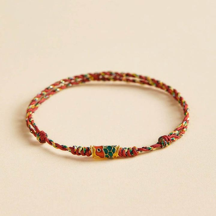 Bracelet en corde tressée fait main en forme de poisson koï de Buddha Stones