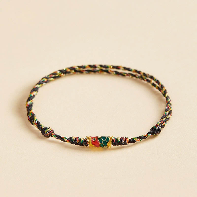Bracelet en corde tressée fait main en forme de poisson koï de Buddha Stones