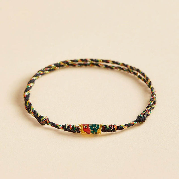 Bracelet en corde tressée fait main en forme de poisson koï de Buddha Stones