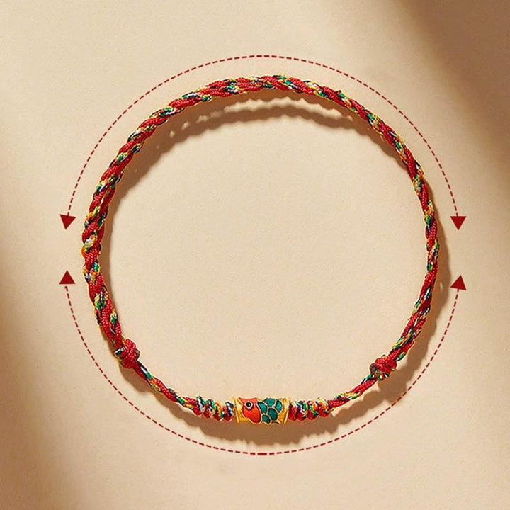 Bracelet en corde tressée fait main en forme de poisson koï de Buddha Stones