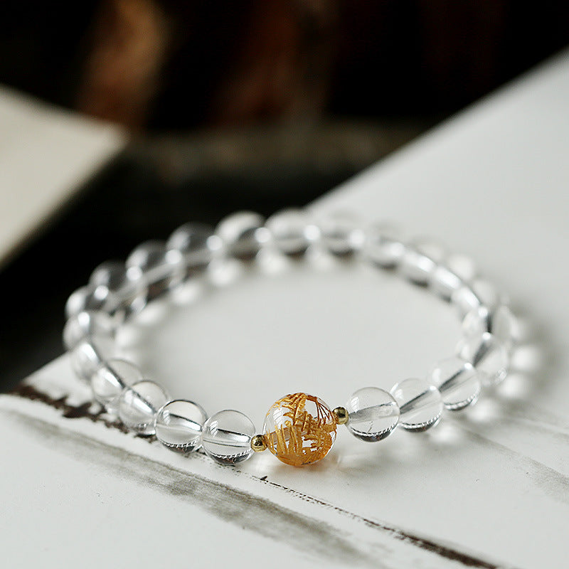 Bracelet force du dragon en onyx noir et cristal blanc en obsidienne noire naturelle de Buddha Stones