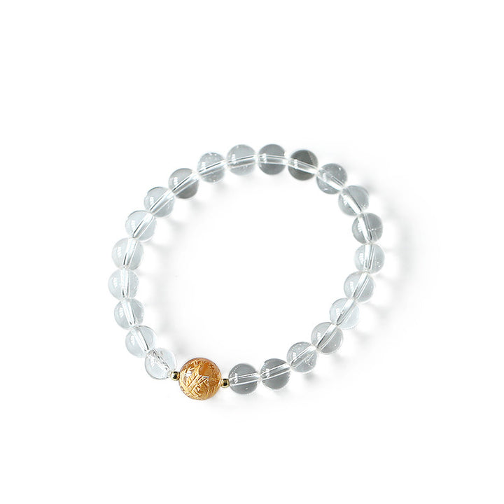 Bracelet force du dragon en onyx noir et cristal blanc en obsidienne noire naturelle de Buddha Stones