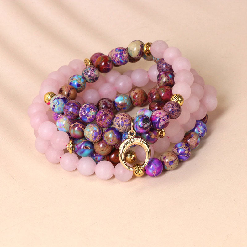 Bracelet de guérison Mala en cristal rose véritable Miano avec 108 perles de Buddha Stones - image 0