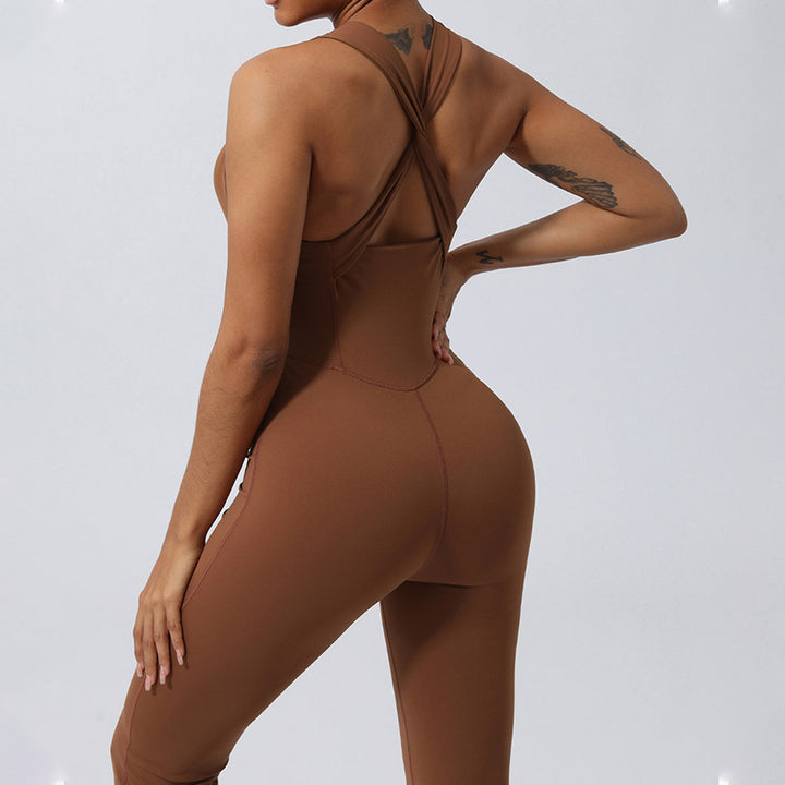 Combinaison évasée sans manches croisée pour femme Buddha Stones pour le sport, le fitness, le yoga - image 5