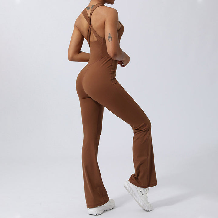 Combinaison évasée sans manches croisée pour femme Buddha Stones pour le sport, le fitness, le yoga - image 4