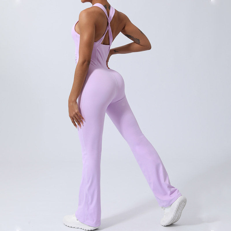 Combinaison évasée sans manches croisée pour femme Buddha Stones pour le sport, le fitness, le yoga - image 14