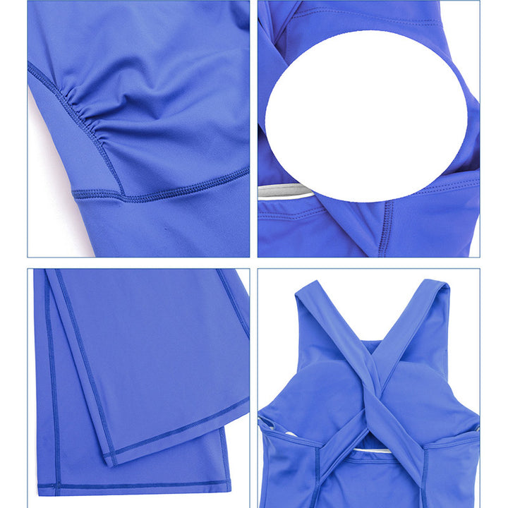 Combinaison évasée sans manches croisée pour femme Buddha Stones pour le sport, le fitness, le yoga - image 20