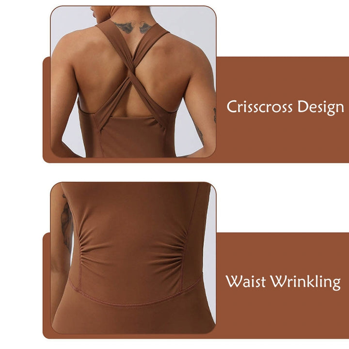 Combinaison évasée sans manches croisée pour femme Buddha Stones pour le sport, le fitness, le yoga - image 6