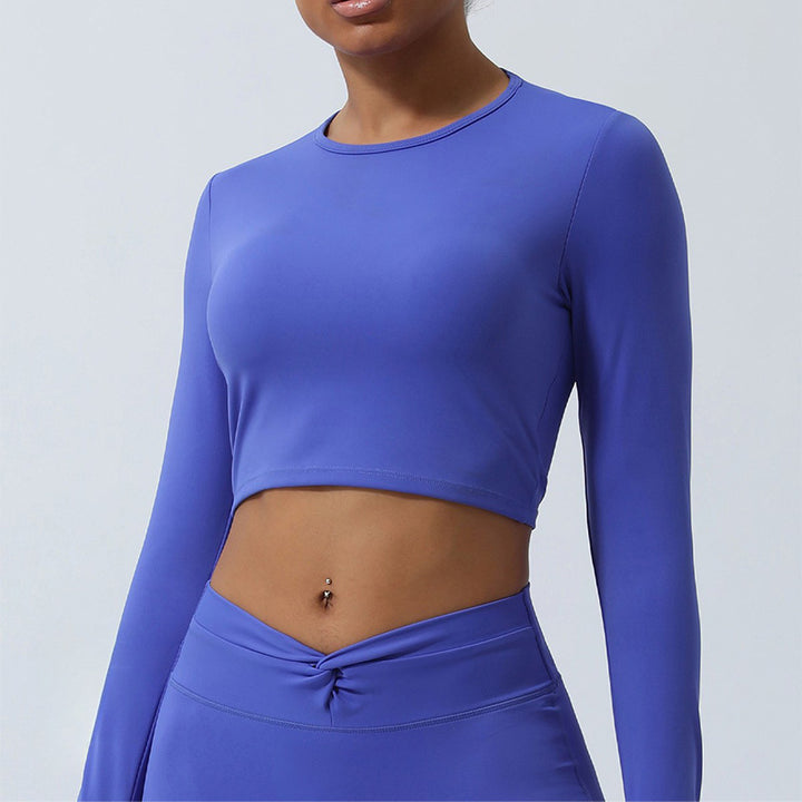 Buddha Stones Femmes Entraînement À Manches Longues Croisé Dos Nu Haut T-shirt Leggings Sports Fitness Yoga Tenue - image 4