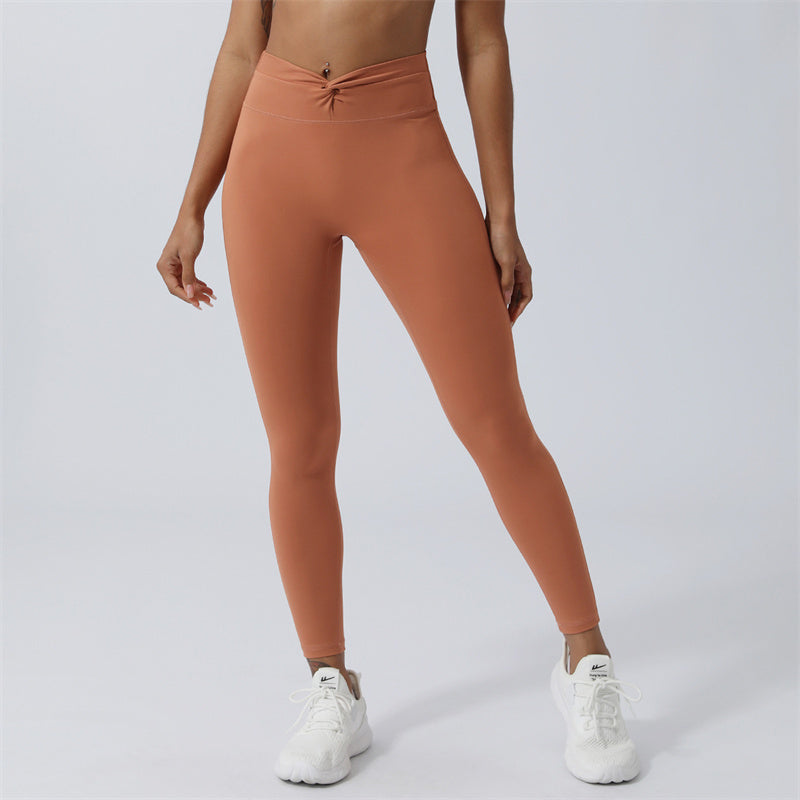 Buddha Stones Femmes Entraînement À Manches Longues Croisé Dos Nu Haut T-shirt Leggings Sports Fitness Yoga Tenue - Pantalon - Brun orangé - US8-10，UK/AU12-14，EU40-42 (XL) - image 36