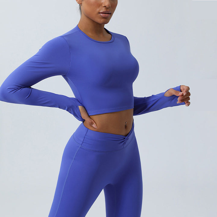 Buddha Stones Femmes Entraînement À Manches Longues Croisé Dos Nu Haut T-shirt Leggings Sports Fitness Yoga Tenue - image 8