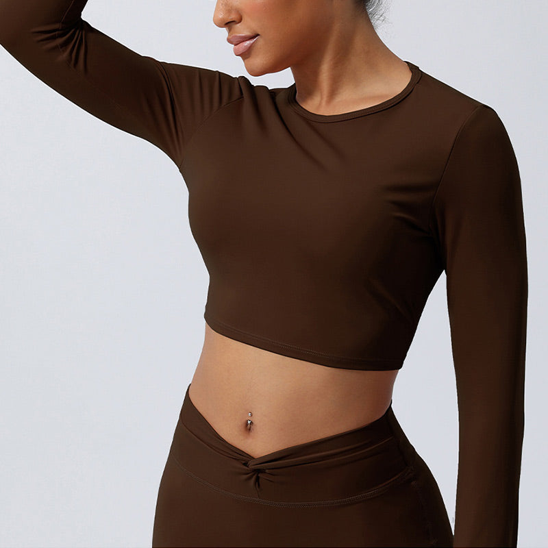 Buddha Stones Femmes Entraînement À Manches Longues Croisé Dos Nu Haut T-shirt Leggings Sports Fitness Yoga Tenue - image 25