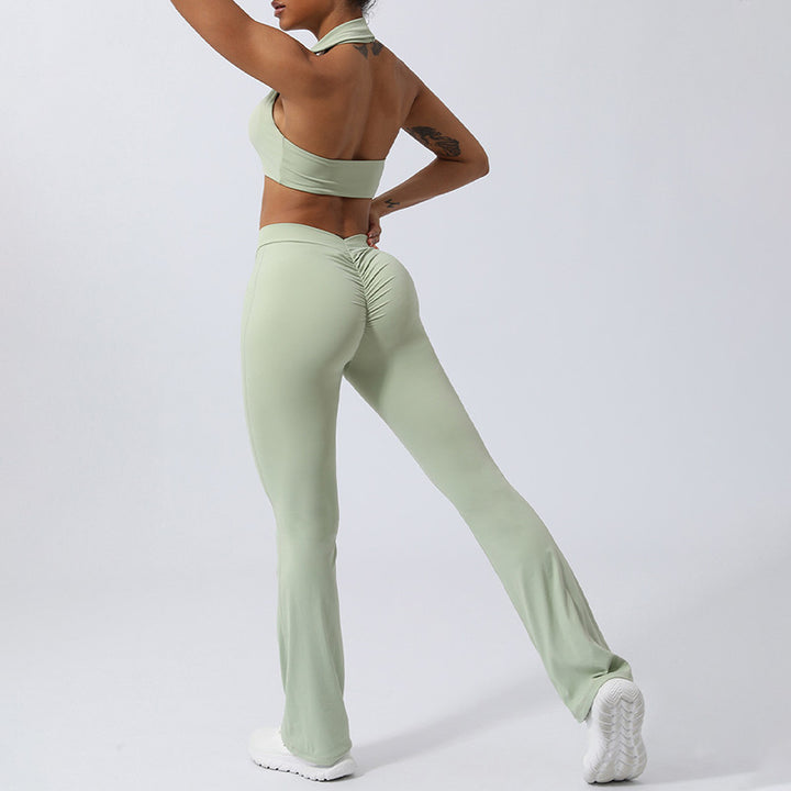 Ensemble de 2 pièces de yoga sans Buddha Stones avec haut dos nu et short évasé et pantalon de sport - image 20