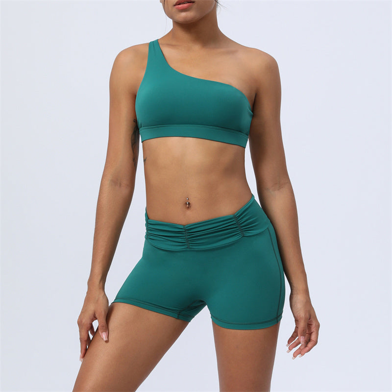 Ensemble de 2 pièces de Buddha Stones , haut dos nu, soutien-gorge, short, leggings, pantalon, tenue de fitness et de yoga - Vert - Ensemble 2 pièces (haut et short) - US12，UK/AU16，EU44 (2XL) - image 1
