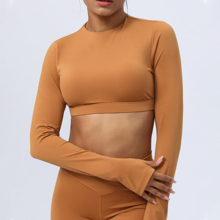 Ensemble de 2 pièces de Buddha Stones à manches longues, haut dos nu, soutien-gorge, leggings, pantalon, tenue de fitness et de yoga