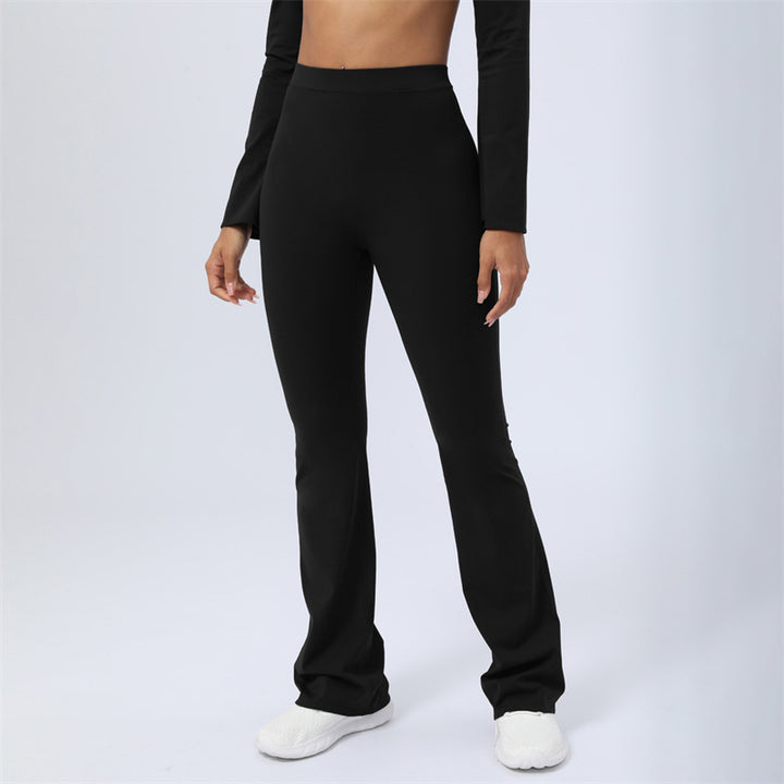 Buddha Stones Haut à manches longues et dos nu avec bretelles et soutien-gorge Pantalon évasé Tenue de fitness et de yoga - Noir - Pantalon - US8-10，UK/AU12-14，EU40-42 (XL)  - image 43