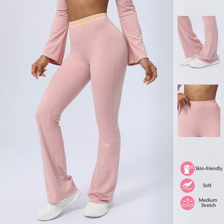 Buddha Stones Haut à manches longues et dos nu avec bretelles et soutien-gorge Pantalon évasé Tenue de fitness et de yoga - image 37