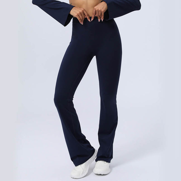 Buddha Stones Haut à manches longues et dos nu avec bretelles et soutien-gorge Pantalon évasé Tenue de fitness et de yoga - image 29