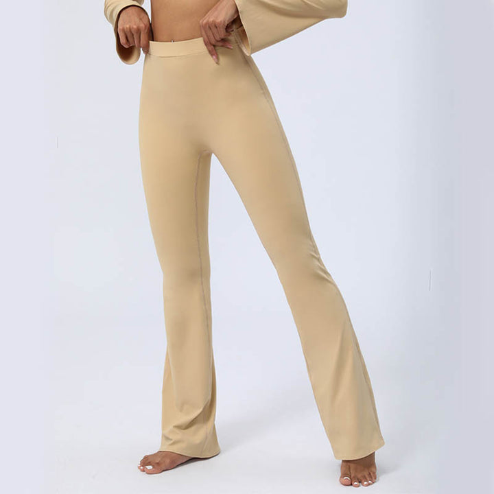 Buddha Stones Haut à manches longues et dos nu avec bretelles et soutien-gorge Pantalon évasé Tenue de fitness et de yoga - image 19