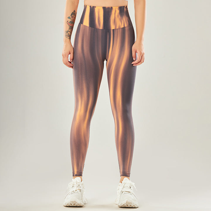 Pantalon de yoga taille haute sans couture avec imprimé tie-dye Buddha Stones pour femme
