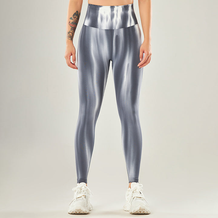 Pantalon de yoga taille haute sans couture avec imprimé tie-dye Buddha Stones pour femme