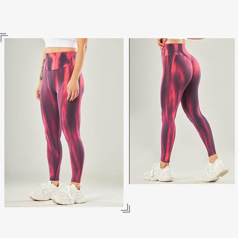 Pantalon de yoga taille haute sans couture avec imprimé tie-dye Buddha Stones pour femme