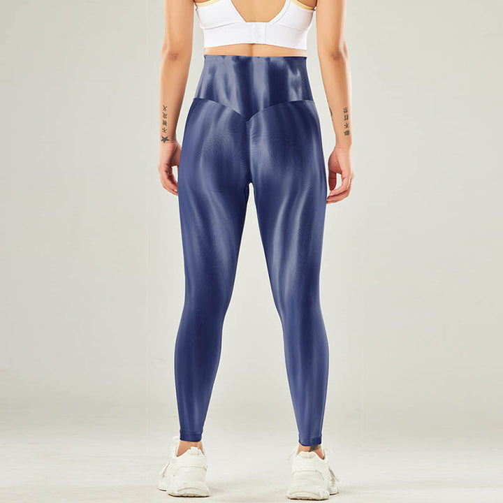 Pantalon de yoga taille haute sans couture avec imprimé tie-dye Buddha Stones pour femme