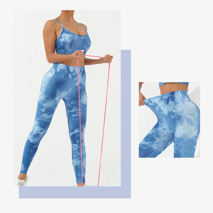 Ensemble de 2 pièces de Buddha Stones imprimé camouflage dos nu bretelles croisées haut soutien-gorge short leggings pantalon fitness yoga tenue - image 19