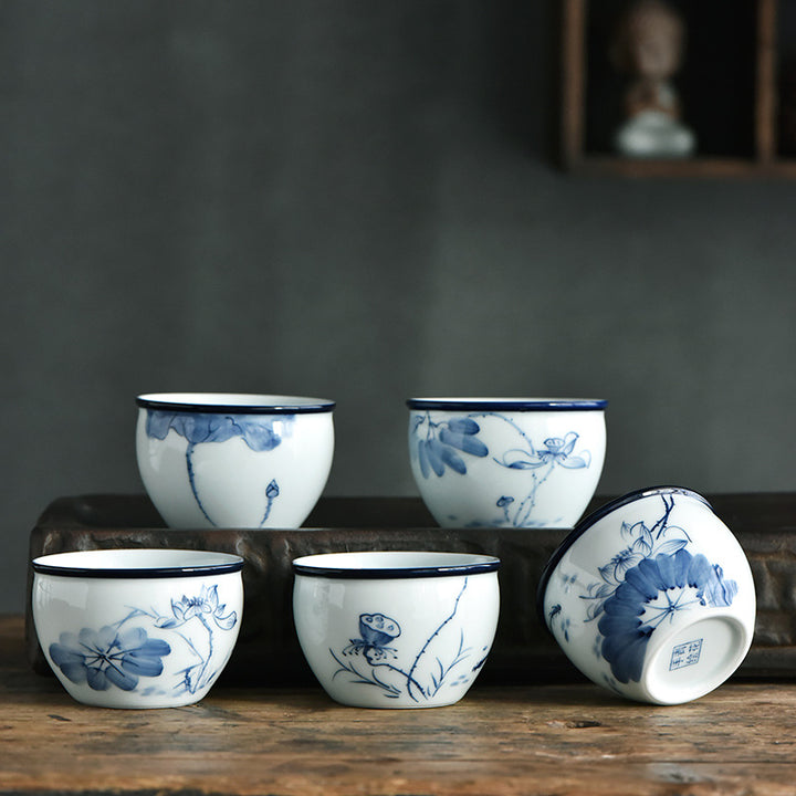Buddha Stones Poisson Koi Fleur de Lotus Feuille Montagnes Arbre Tasse à Thé en Céramique Tasse à Thé Kung Fu 130 ml