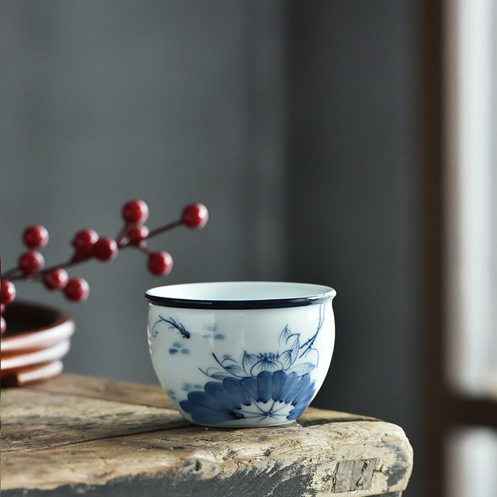 Buddha Stones Poisson Koi Fleur de Lotus Feuille Montagnes Arbre Tasse à Thé en Céramique Tasse à Thé Kung Fu 130 ml