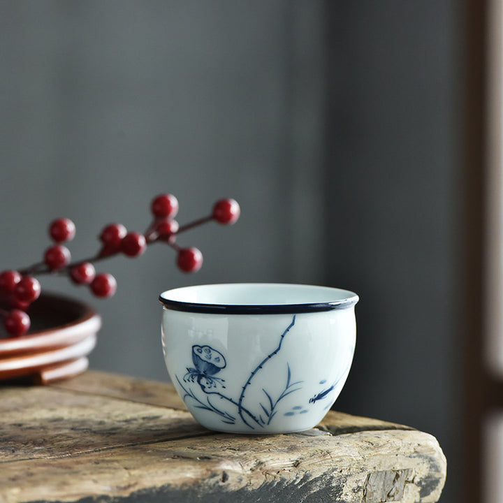 Buddha Stones Poisson Koi Fleur de Lotus Feuille Montagnes Arbre Tasse à Thé en Céramique Tasse à Thé Kung Fu 130 ml