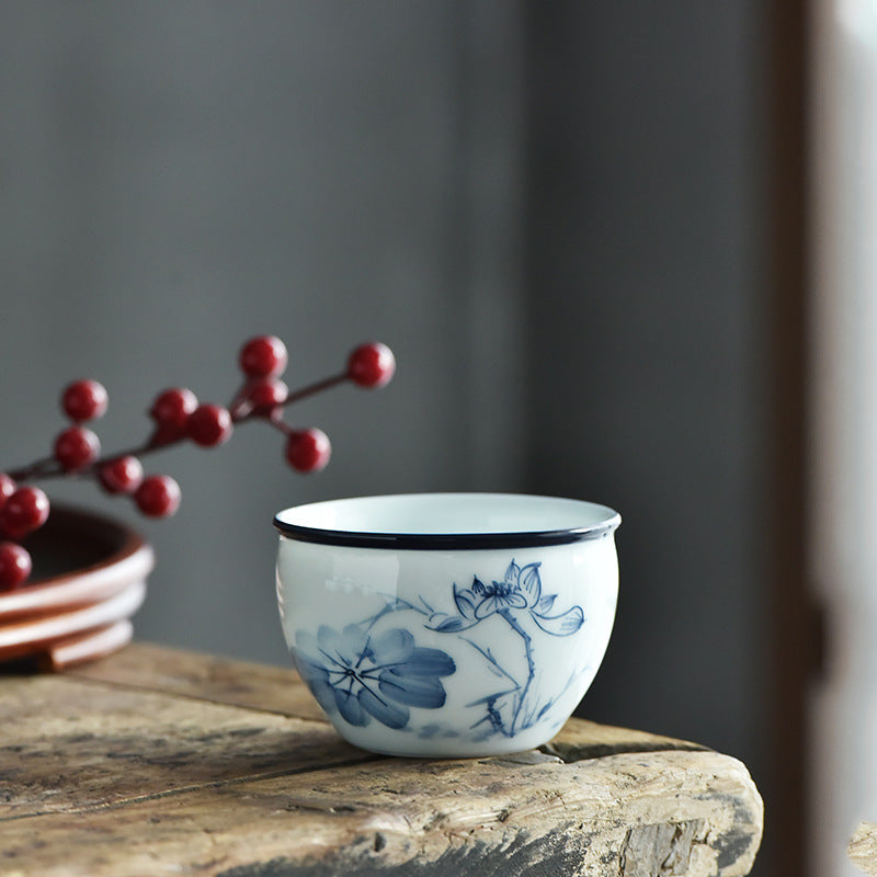 Buddha Stones Poisson Koi Fleur de Lotus Feuille Montagnes Arbre Tasse à Thé en Céramique Tasse à Thé Kung Fu 130 ml