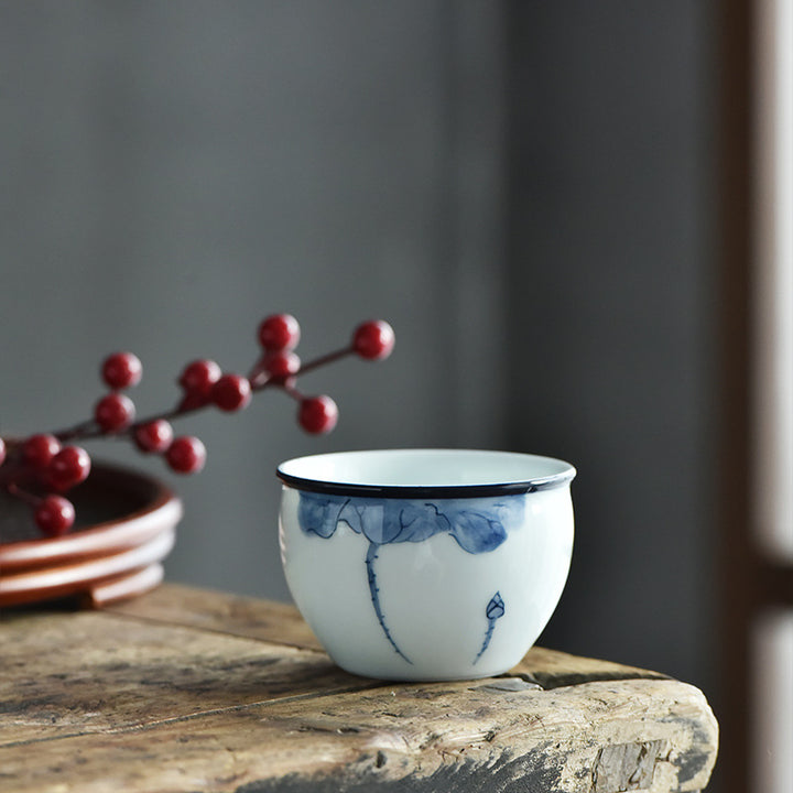 Buddha Stones Poisson Koi Fleur de Lotus Feuille Montagnes Arbre Tasse à Thé en Céramique Tasse à Thé Kung Fu 130 ml