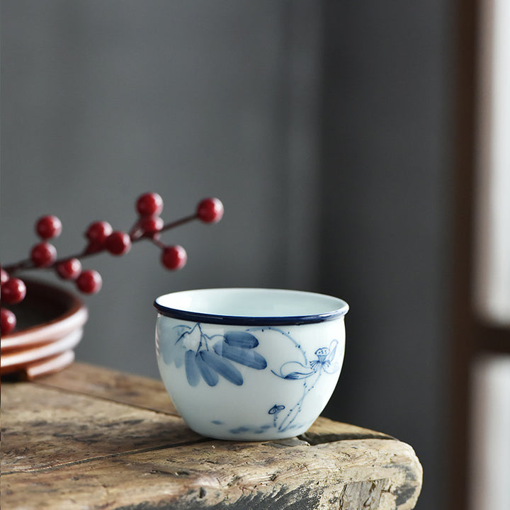 Buddha Stones Poisson Koi Fleur de Lotus Feuille Montagnes Arbre Tasse à Thé en Céramique Tasse à Thé Kung Fu 130 ml