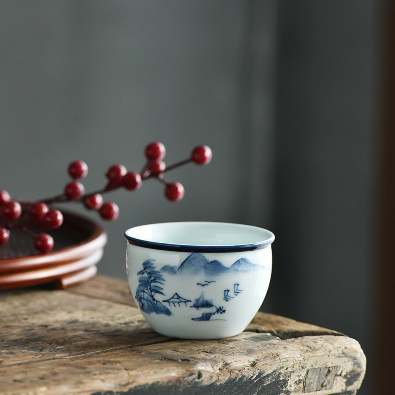 Buddha Stones Poisson Koi Fleur de Lotus Feuille Montagnes Arbre Tasse à Thé en Céramique Tasse à Thé Kung Fu 130 ml