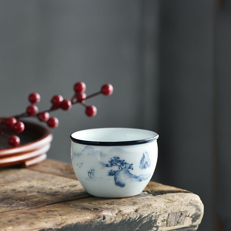 Buddha Stones Poisson Koi Fleur de Lotus Feuille Montagnes Arbre Tasse à Thé en Céramique Tasse à Thé Kung Fu 130 ml