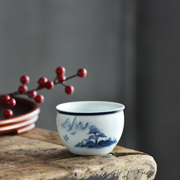 Buddha Stones Poisson Koi Fleur de Lotus Feuille Montagnes Arbre Tasse à Thé en Céramique Tasse à Thé Kung Fu 130 ml