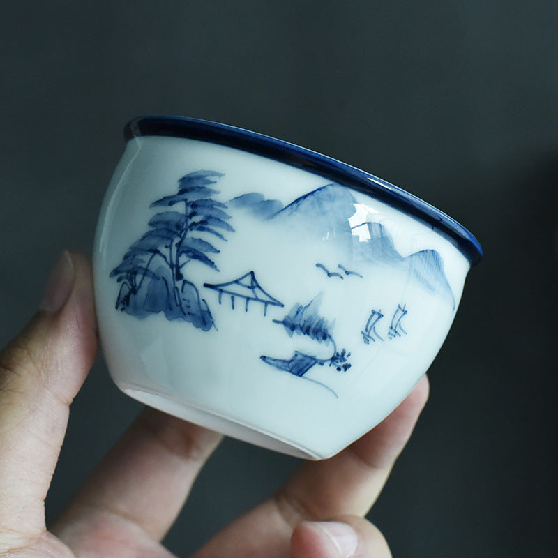 Buddha Stones Poisson Koi Fleur de Lotus Feuille Montagnes Arbre Tasse à Thé en Céramique Tasse à Thé Kung Fu 130 ml