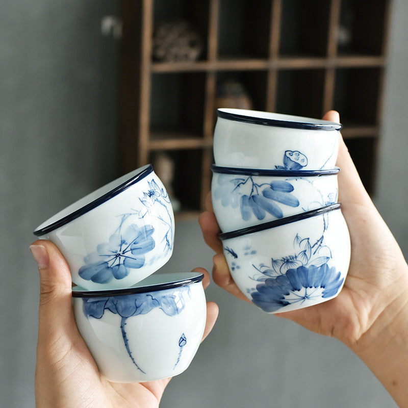 Buddha Stones Poisson Koi Fleur de Lotus Feuille Montagnes Arbre Tasse à Thé en Céramique Tasse à Thé Kung Fu 130 ml