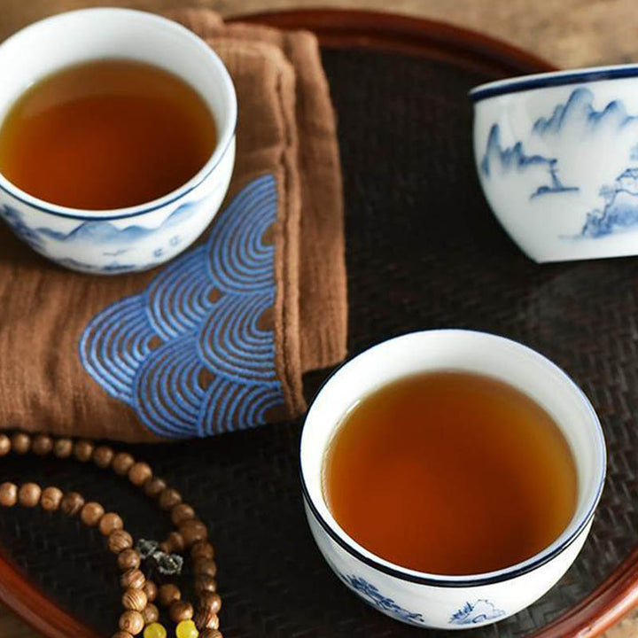 Buddha Stones Poisson Koi Fleur de Lotus Feuille Montagnes Arbre Tasse à Thé en Céramique Tasse à Thé Kung Fu 130 ml