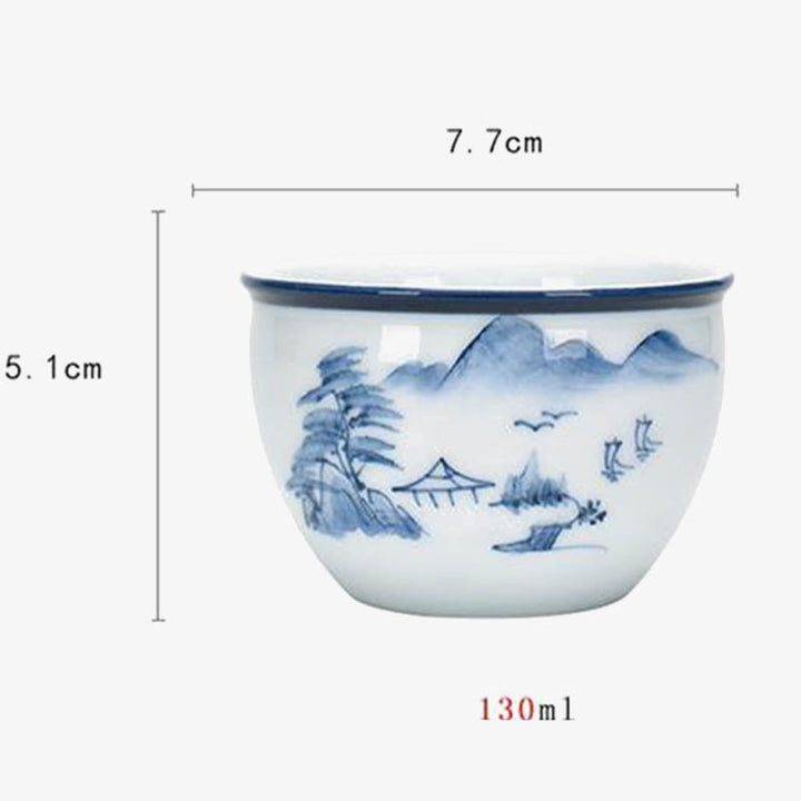 Buddha Stones Poisson Koi Fleur de Lotus Feuille Montagnes Arbre Tasse à Thé en Céramique Tasse à Thé Kung Fu 130 ml